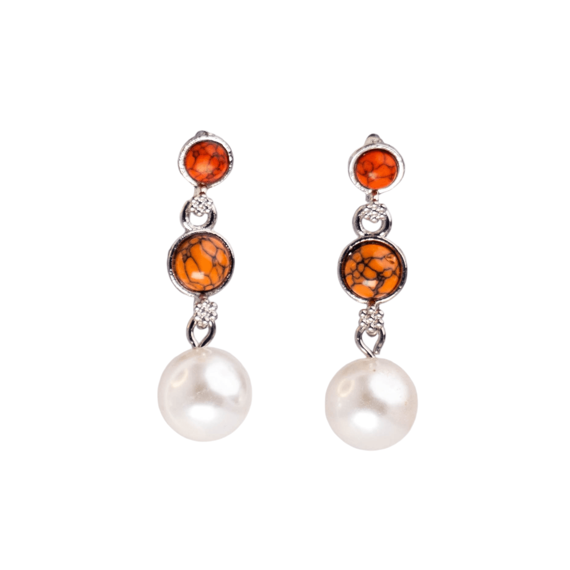 Long Marble Texture with Pearl Earring